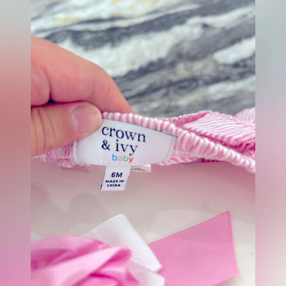 Crown and Ivy Baby Headband and Diaper Cover Set- NEW in Package Size 6MO